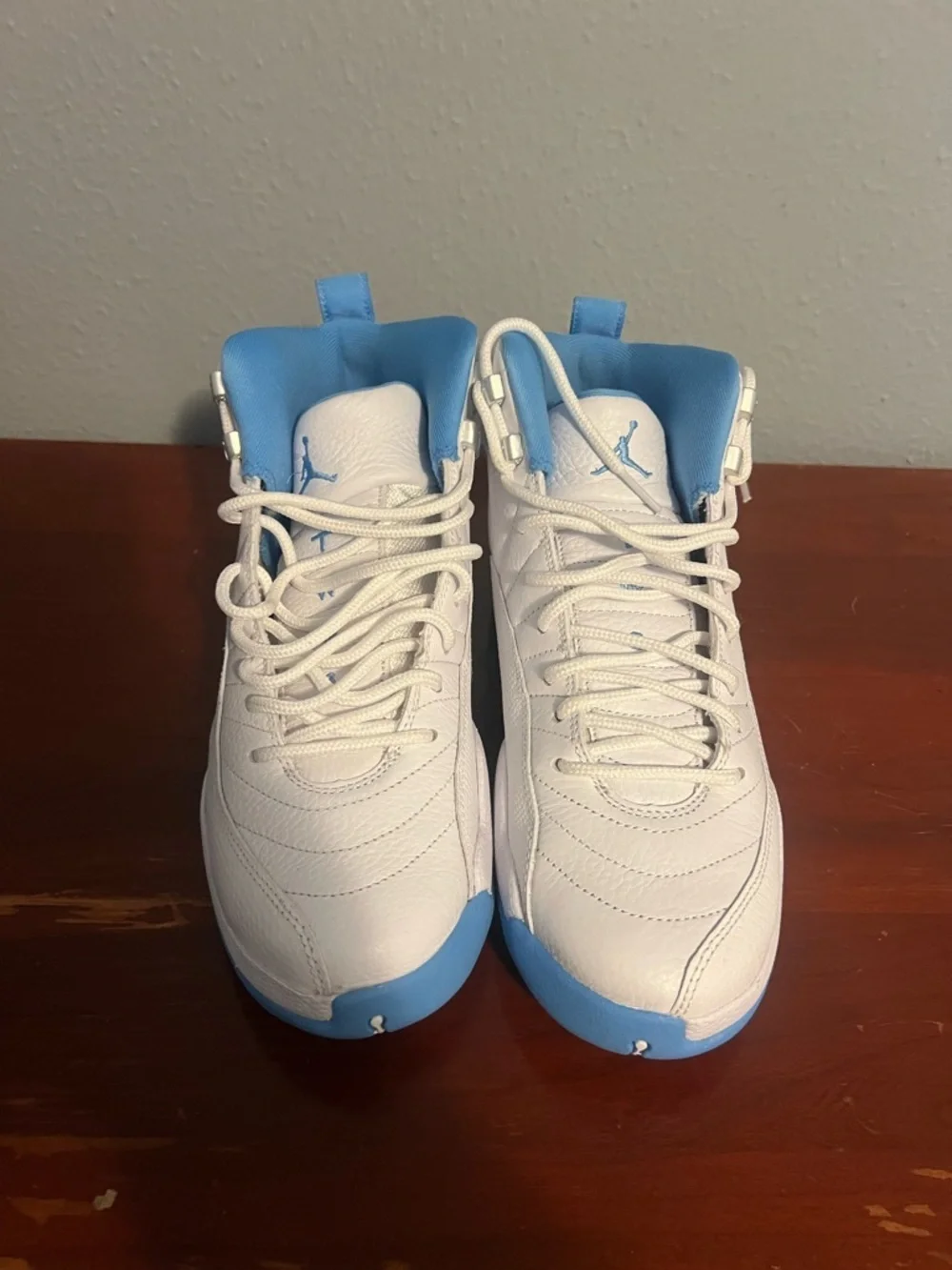 Jordan Men's Athletic Shoes White and Light Blue Retro 12 Melo Sz 7